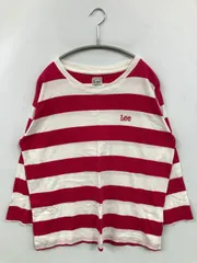 Lee リー Tシャツ/カットソー M レッド ボーダー柄 ワンポイント ブランドロゴ 刺繍 ミドル丈 長袖 クルーネック(丸首)