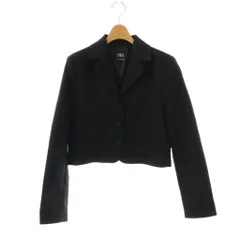 ザラ ZARA クロップド ジャケット テーラードジャケット S ブラック /DF ■OS
