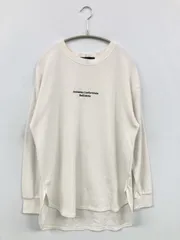 AQUAHISTORY Tシャツ/カットソー L アイボリー 前面プリント ブランドロゴ 長袖 クルーネック(丸首) ロング丈