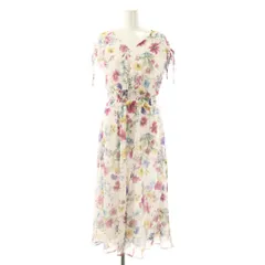 トッコ TOCCO 花柄 ワンピース フレンチスリーブ ロング M 白 マルチカラー /NR ■OS