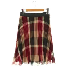 ブルーレーベルクレストブリッジ BLUE LABEL CRESTBRIDGE チェック柄プリーツスカート 36 レッド ブラック ベージュ /DO ■OS