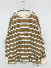 LOWRYS FARM ローリーズファーム Tシャツ/カットソー F イエロー ボーダー柄 ミドル丈 長袖 クルーネック(丸首)