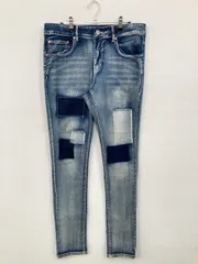 RUBIK デニムパンツ XL ブルー フルレングス 無地 スキニー・タイト テーパード レギュラー ヴィンテージ