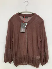 TRUBE カーディガン/ボレロ M～L対応 ブラウン コットン ニット ナイロン 無地 レース ミドル丈 半端袖