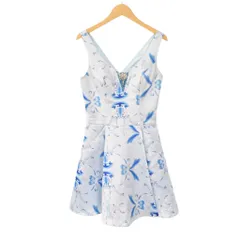 エンジェルアール AR ANGELR 総柄 ノースリーブミニドレス ワンピース S 水色 ライトブルー ■FY