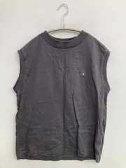 Champion チャンピオン Tシャツ/カットソー M グレー 無地 ワンポイント ブランドロゴ 刺繍 ショート丈 袖なし クルーネック(丸首)