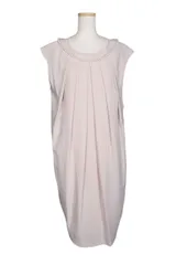 グレースコンチネンタル GRACE CONTINENTAL 16SS ワンピース ノースリーブ パール装飾 バックレース 36 ベージュ /yy0514 ■PN