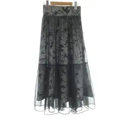 スナイデル SNIDEL プリーツシフォンレイヤードプリントスカート 0 黒 ブラック /AB ■OS