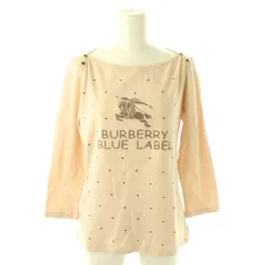バーバリーブルーレーベル BURBERRY BLUE LABEL ロゴ カットソー Tシャツ 長袖 スタッズ 38 ベージュ モカ /ES ■OS
