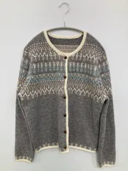 カーディガン/ボレロ グレー ウール・ニット その他総柄 ミドル丈 長袖