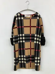 tocco closet ワンピース ベージュ チェック柄 長袖 ひざ丈 タイト