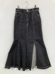 EATME イートミー デニムスカート S ブラック ロング・マキシ丈 フレア