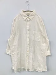 BACK NUMBER バックナンバー シャツ/ブラウス XL アイボリー コットン リネン・麻 無地 ミドル丈 半端袖 レギュラーカラー