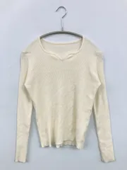 ニット/セーター S アイボリー ウール・ニット 無地 ミドル丈 長袖 Uネック