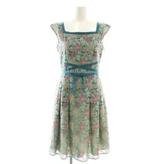 トッカ TOCCA フレンチスリーブ ワンピース ミディアム 花柄総刺繍 0 緑 グリーン /SS ■OS