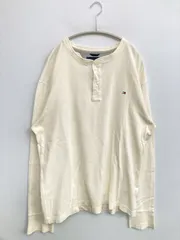 TOMMY HILFIGER トミーヒルフィガー Tシャツ/カットソー XL アイボリー 無地 ワンポイント 長袖 ヘンリーネック