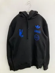 adidas アディダス パーカー S ブラック コットン 裏起毛 前面プリント ブランドロゴ プルオーバー 長袖