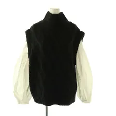 ミラオーウェン Mila Owen 23AW パフスリーブケーブルベストレイヤードSET カットソー 長袖 0 ブラック ホワイト /HK ■OS