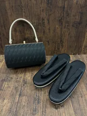 【新品・未使用品】シャイニーブラックラメ草履バッグ　振袖　成人式