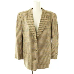 エンポリオアルマーニ EMPORIO ARMANI リネン混 チェック 背抜き テーラードジャケット 40 茶 /MI ■OS