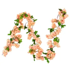 AhhYouMe 造花 フェイクフラワー 桜 ガーランド 吊り下げ 垂れ下がりタイプ インテリア ディスプレイ 店舗 季節装飾 シャンパンピーチ 2本 [シャンパンピーチ] [2]