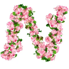 AhhYouMe 造花 フェイクフラワー 桜 ガーランド 吊り下げ 垂れ下がりタイプ インテリア ディスプレイ 店舗 季節装飾 ディープピンク 2本 [ディープピンク] [2]