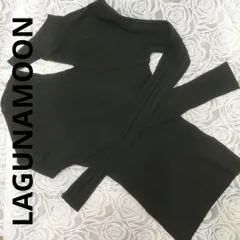 【LAGUNAMOON】【ラグナムーン】ニット トップス オフショルダー タートルネック 長袖 ブラック