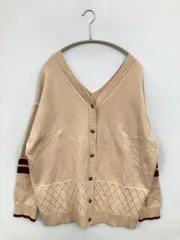 axes femme アクシーズファム カーディガン/ボレロ F ベージュ ナイロン 無地 ライン柄 ミドル丈 長袖