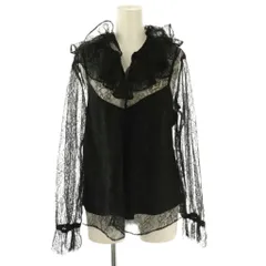 グレースクラス GRACE Class レースフリルブラウス 長袖 シアー 38 黒 ブラック /AT ■OS