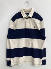 Polo by Ralph Lauren ポロバイラルフローレン ポロシャツ M ネイビー ボーダー柄 ブランドロゴ ワンポイント 長袖