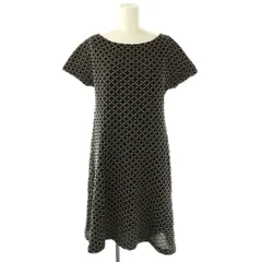 シビラ SYBILLA ニットワンピース M 黒 ブラック ベージュ 刺繍 半袖 総柄 /CX ■OS