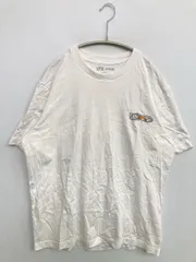 UNIQLO ユニクロ Tシャツ/カットソー L ホワイト バックプリント ワンポイント ミドル丈 半袖 クルーネック(丸首)