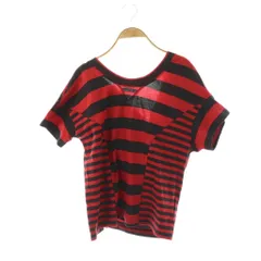 ワイスリー Y-3 変形 ボーダー カットソー Tシャツ 半袖 コットン XS 赤 黒 /NR ■OS