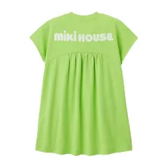 新品 [ミキハウス] WEB限定 バックロゴ半袖ワンピース 無地 ロゴ 女の子 ベビー キッズ 子供服 通園 通学 10-1911-683 90cm ライトグリーン