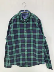 TOMMY HILFIGER トミーヒルフィガー シャツ/ブラウス M グリーン コットン チェック柄 ワンポイント ミドル丈 長袖 ボタンダウン