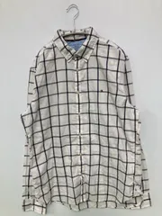 TOMMY HILFIGER トミーヒルフィガー シャツ/ブラウス L ホワイト コットン チェック柄 ワンポイント ブランドロゴ ミドル丈 長袖 ボタンダウン