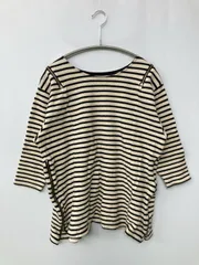 SNIDEL スナイデル Tシャツ/カットソー F ホワイト ボーダー柄 半端袖 ミドル丈 ボートネック