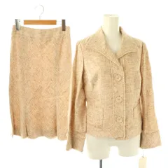エムズグレイシー M'S GRACY セットアップ ツイード ジャケット スカート 38 ベージュ /HK ■OS