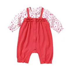 新品 [ミキハウス] カバーオール ロンパース 7分丈 小花 日本製 女の子 ベビー ベビー服 赤ちゃん 43-1212-490 70cm コーラルピンク