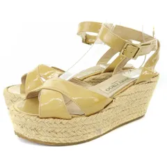 ジミーチュウ JIMMY CHOO パテント エスパドリーユ ウェッジサンダル ストラップ 37 24cm べージュ /SR15 ■PN