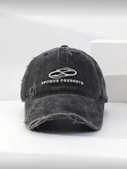 メンズ キャップ ブラック 古着風 ストリート 韓国 Y2K ロゴ 新品 supreme 90s