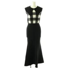 ダーリッチ Darich ビッグカラーギンガムチェックニットロングワンピース F ブラック ホワイト /DF ■OS