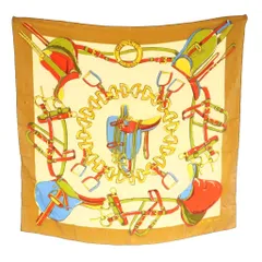 セリーヌ CELINE スカーフ 総柄 馬具柄 茶 マルチカラー /MI ■OS ■OH