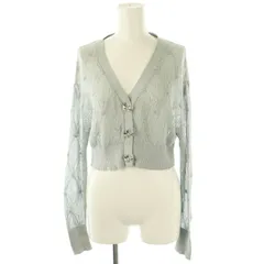 スナイデル SNIDEL 24SS リボンビジューシアーカーディガン ニット クロップド F ライトブルー /DF ■OS