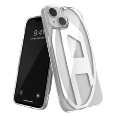 DIESEL iPhone14ケース iPhone13ケース Dロゴ クリアケース（ディーゼル iPhone 14 / iPhone 13 ケース ブランド クリア x シルバーロゴ）