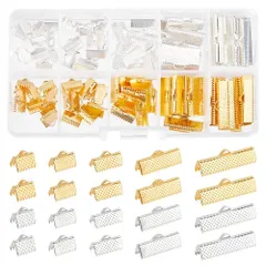 PH PandaHall ワニ口 金具 カシメ 約100個 5サイズ4色 ワニカン リボン留め 紐止め 留め金具 8/10/13/20/25mm ゴールド シルバー 基礎パーツ クリップ ジュェリー用 アクセサリーパーツ 手芸用品 手作り素材