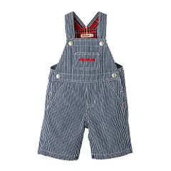 新品 [ミキハウス] オーバーオール 7分丈 ロゴ ヒッコリー サロペット パンツ 男の子 女の子 ベビー キッズ ベビー服 子供服 10-3340-492 S(70-80cm) 紺×白