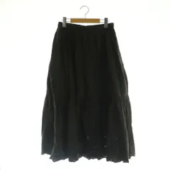 スピック&スパン Spick&Span 23AW エンブロイダリーレーススカート フレア ロング カットワーク 36 黒 /MI ■OS