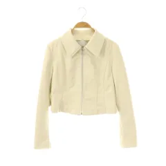 セルフォード CELFORD 23AW レザーブルゾン ジャケット ジップアップ 36 アイボリー /HK ■OS