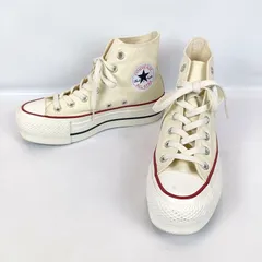美品 CONVERSE ALL STAR コンバース オールスター 厚底 ハイカット スニーカー 23.5cm リフテッドハイ ナチュラル ホワイト系 ボリュームソール レディース シンプル カジュアル おしゃれ かわいい 人気
